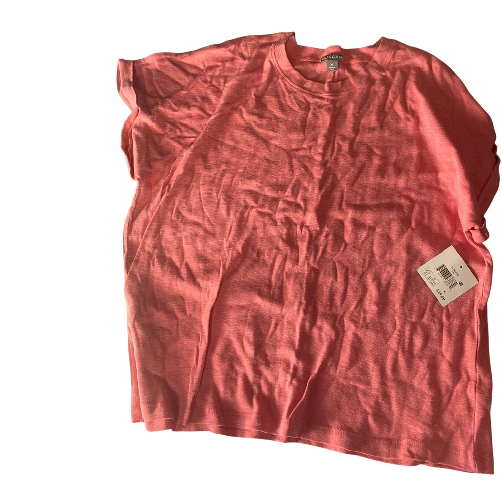 Falls Creek Womens XL Pink Short Sleeve Knit Top Casual Crew Neck NWT
